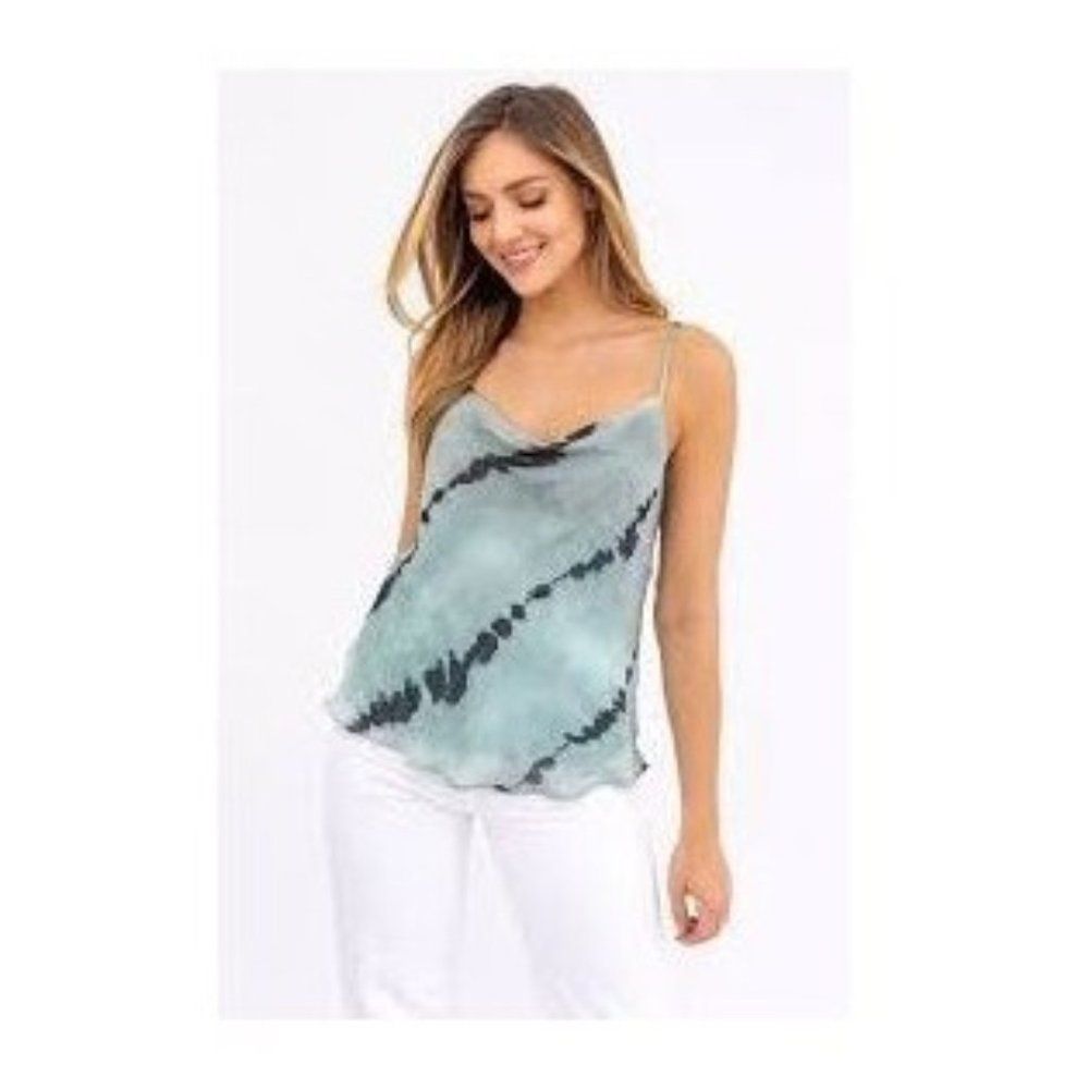 Gilli Women's Green 90s Tie Dye Sheer Cami Top Blouse Sleeveless Size S NWT